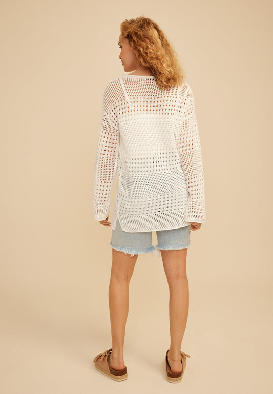 Americana Flag Mixed Stitch Tunic Sweater