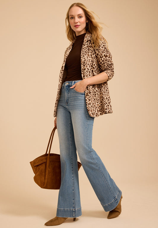 Animal Button Front Blazer