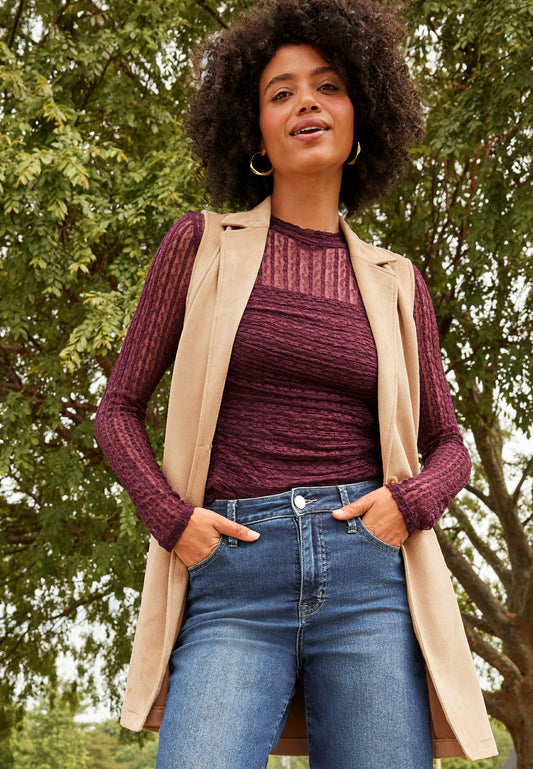 Faux Suede Blazer Vest