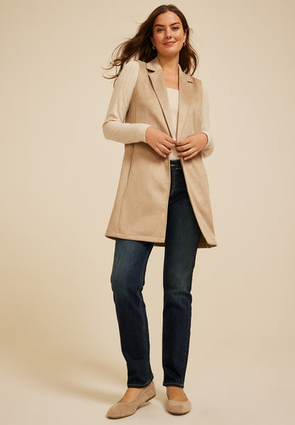 Faux Suede Blazer Vest
