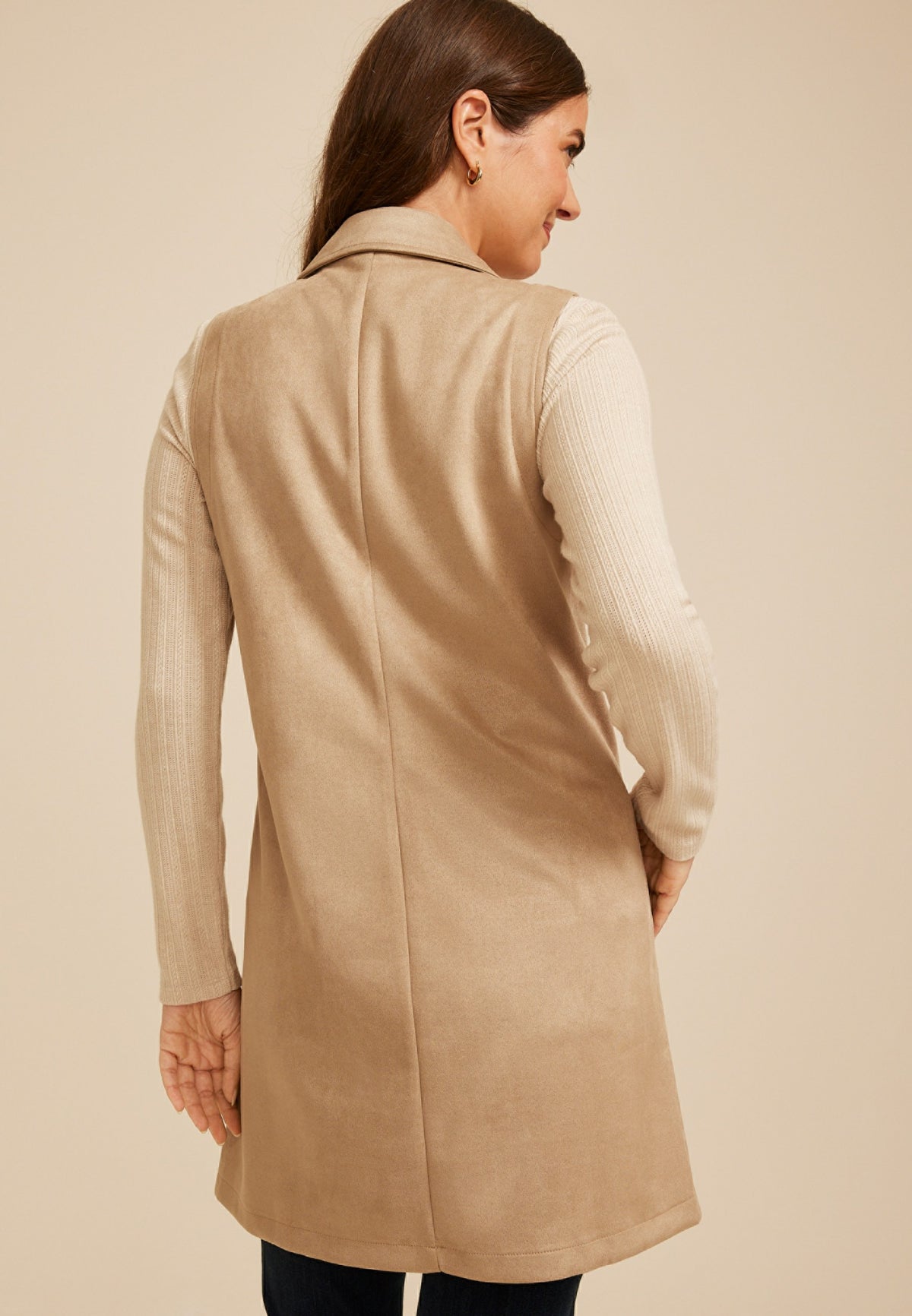 Faux Suede Blazer Vest