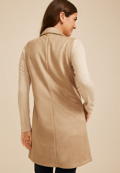 Faux Suede Blazer Vest