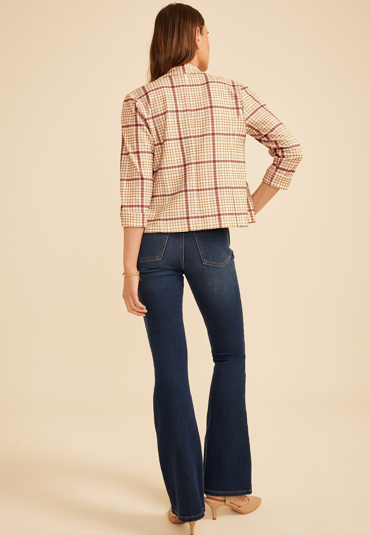 Versa Cropped Plaid Blazer