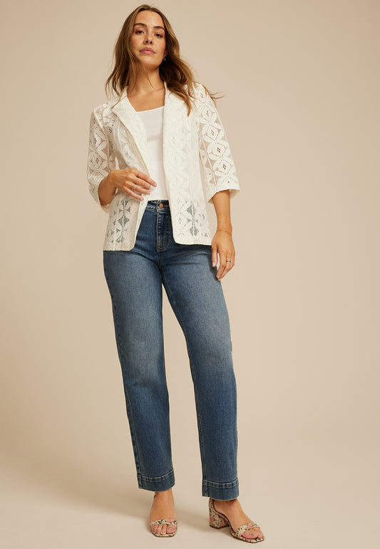 Crochet Lace Open Blazer