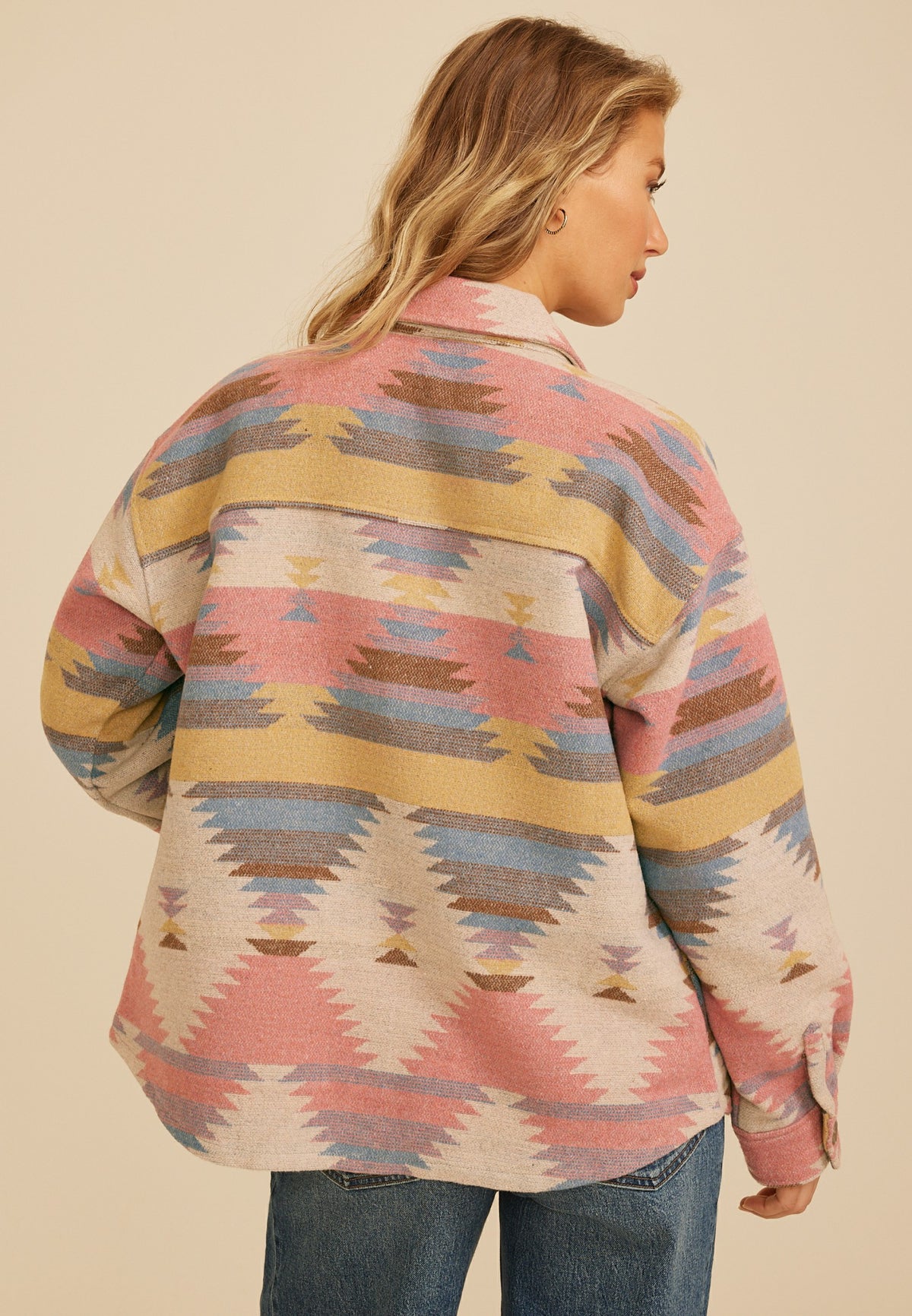 Southwestern Print Button Front Shacket
