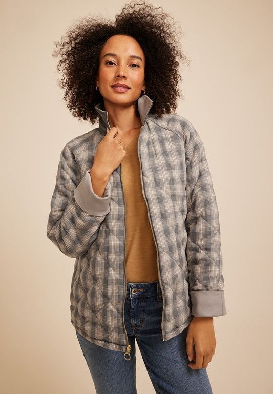 Reversible Plaid Quilted Barn Jacket