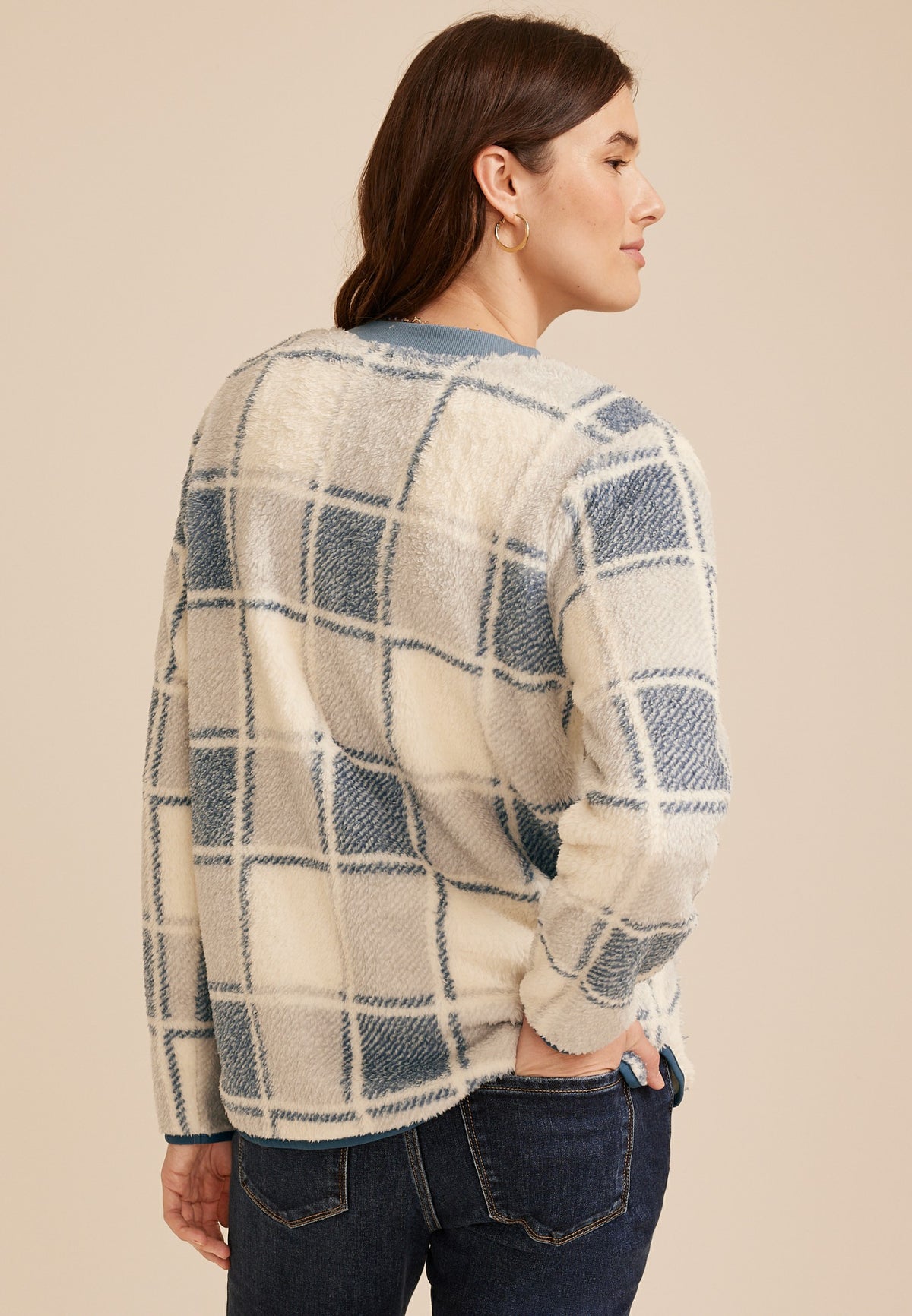 Plaid Sherpa Button Front Jacket