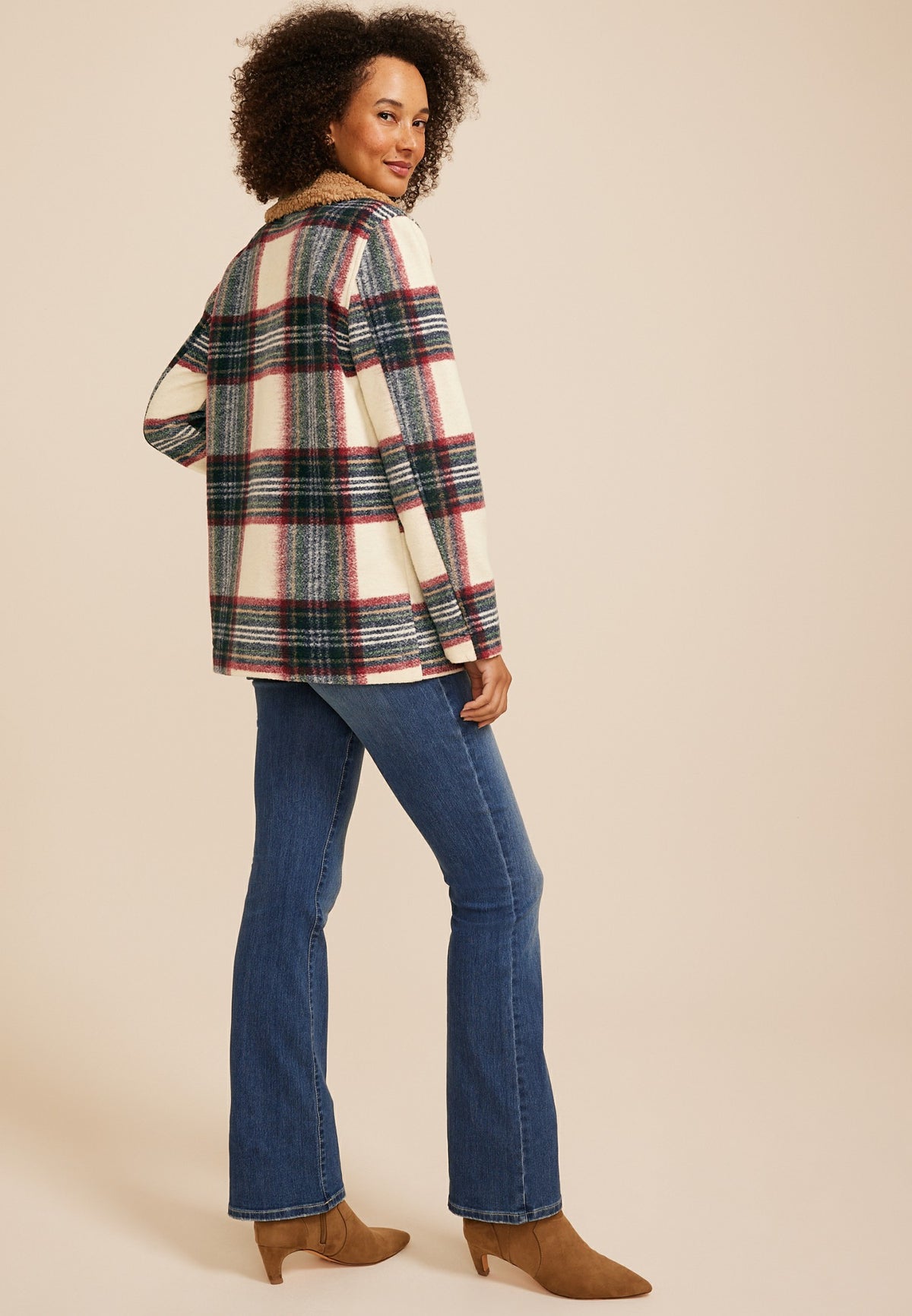 Sherpa Collar Plaid Jacket