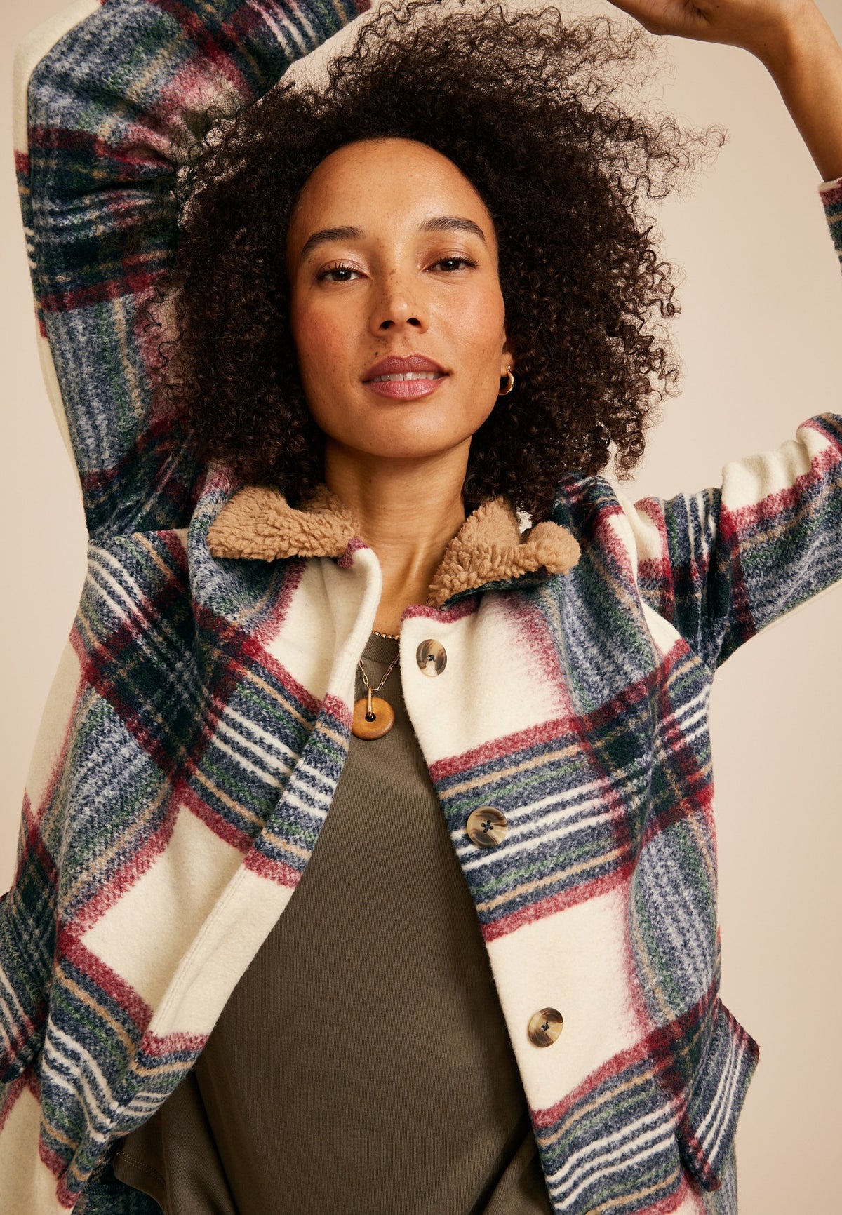 Sherpa Collar Plaid Jacket