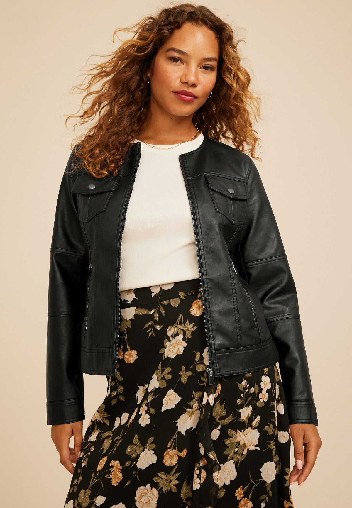 Faux Leather Trucker Jacket