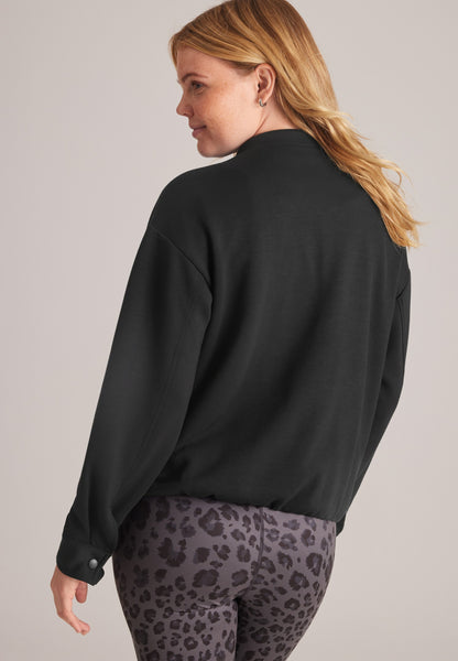 Scuba Knit Cinch Hem Bomber Jacket