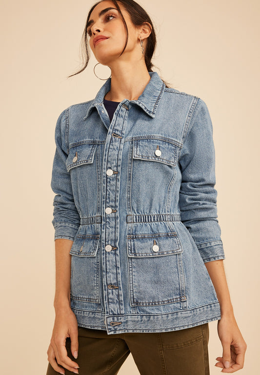 Cinch Waist Denim Jacket