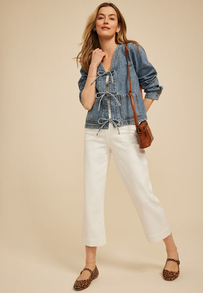 Triple Tie Front Denim Jacket
