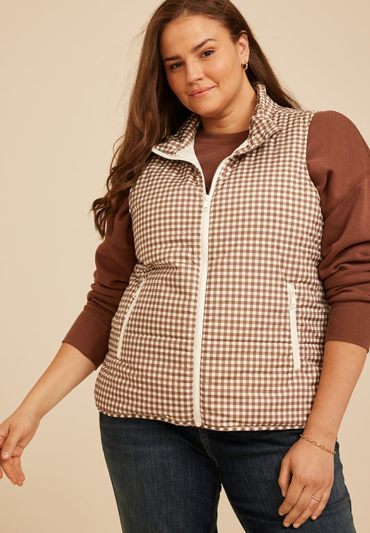 Plus Size Lightweight Printed Quilted Vest