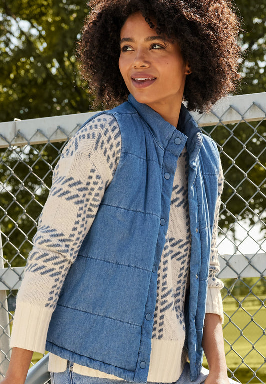 Chambray Puffer Vest