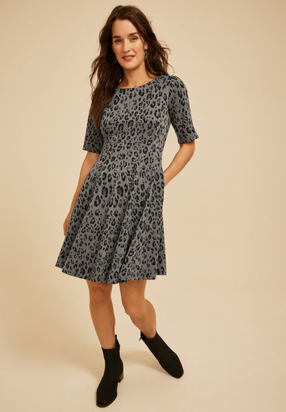 Pleated Animal Ponte Dress