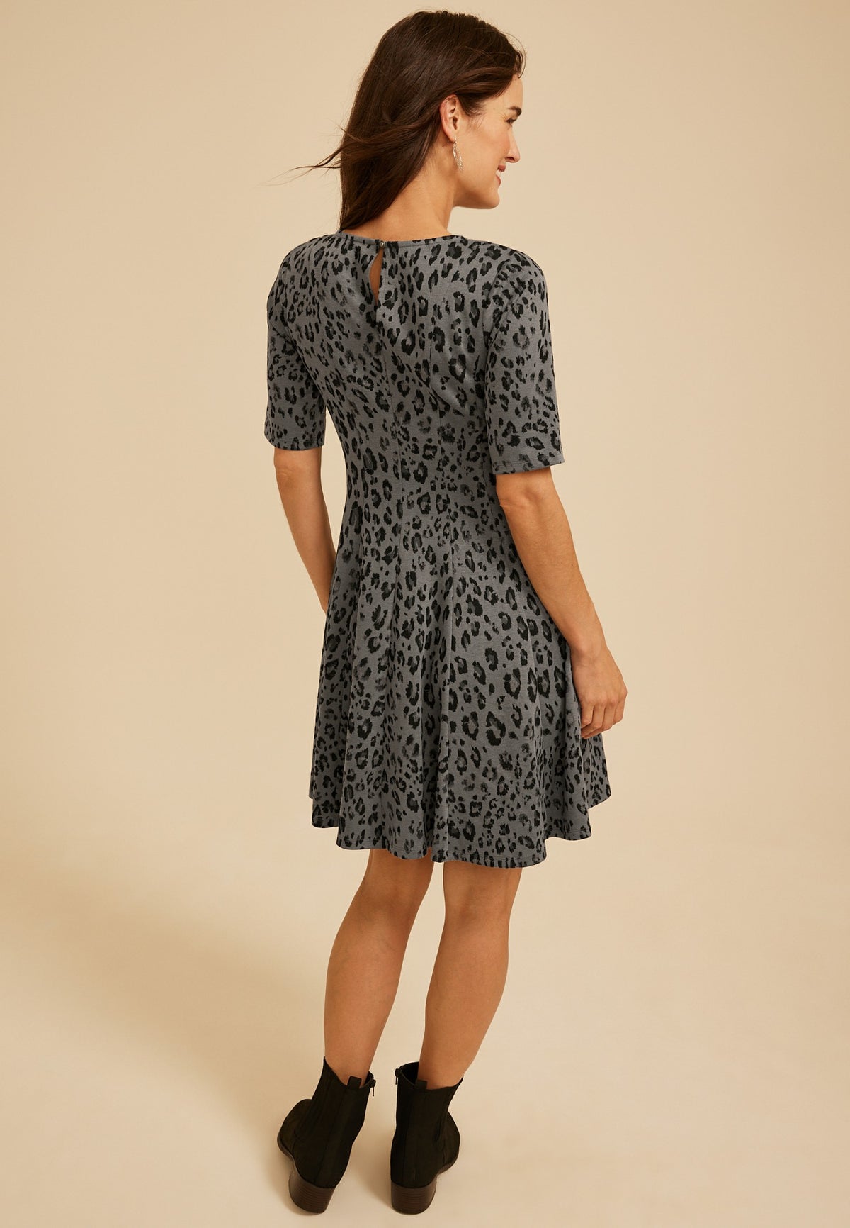Pleated Animal Ponte Dress