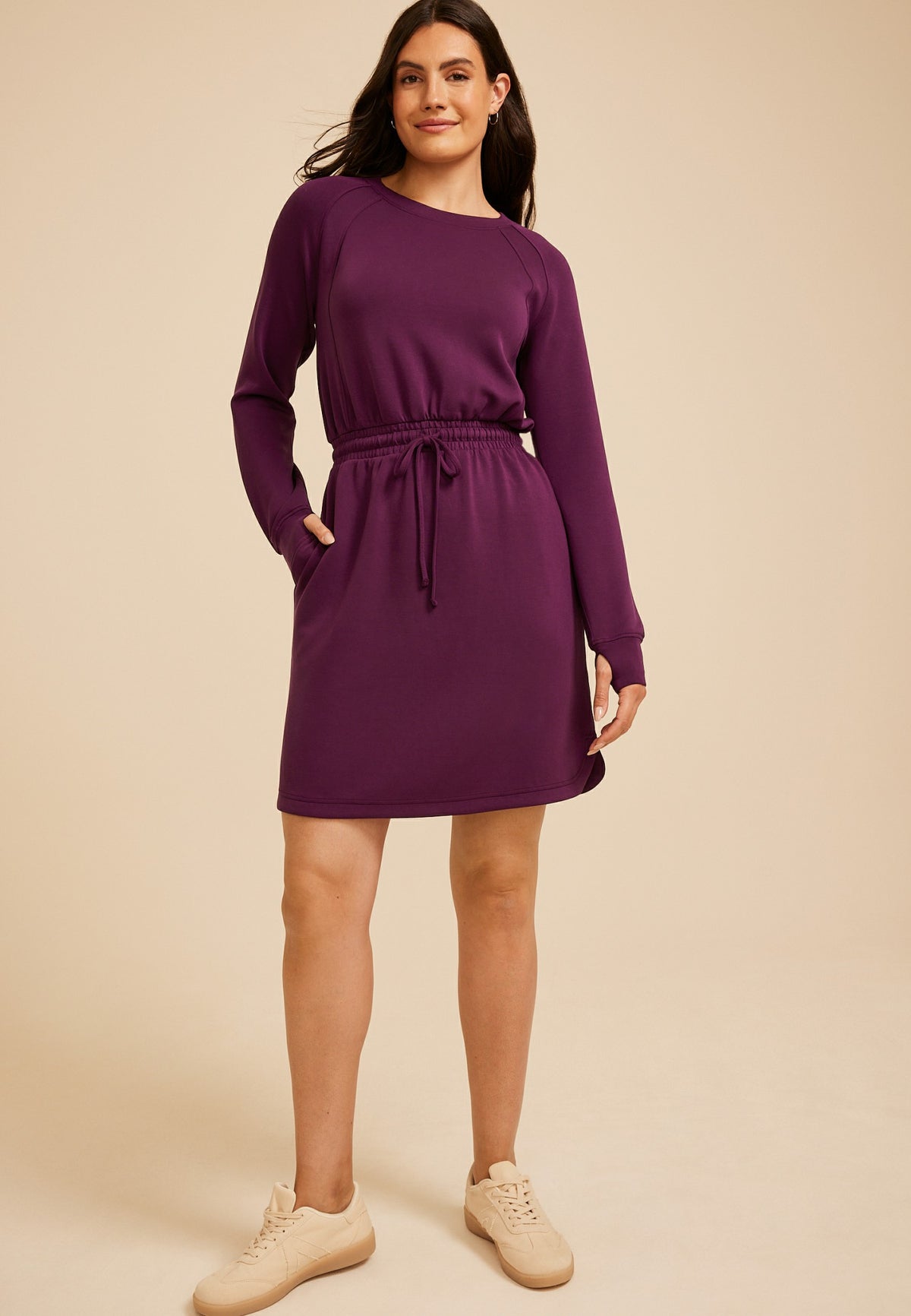 Cloud Scuba Knit Tie Waist Dress
