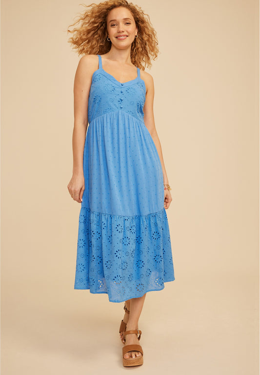 Bare Mixed Fabric Midi Dress