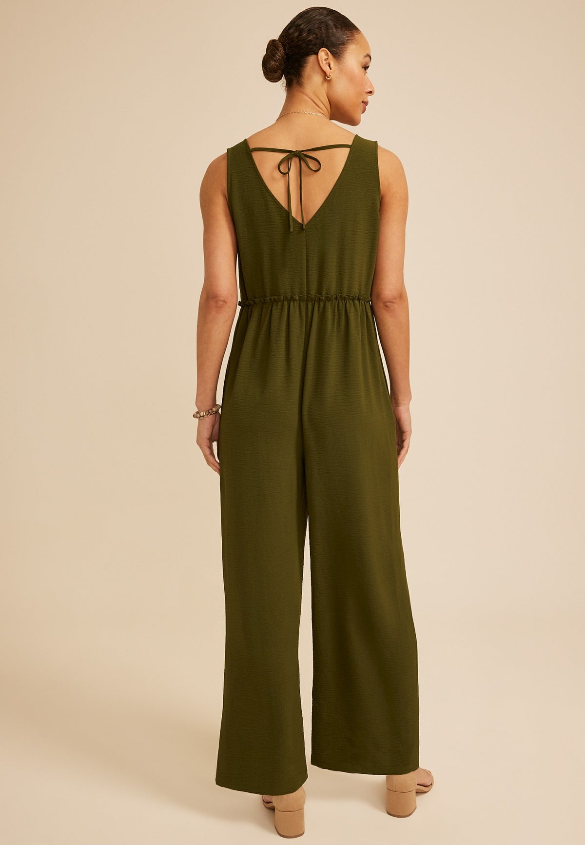 Bare Cool Crepe V Neck Jumpsuit