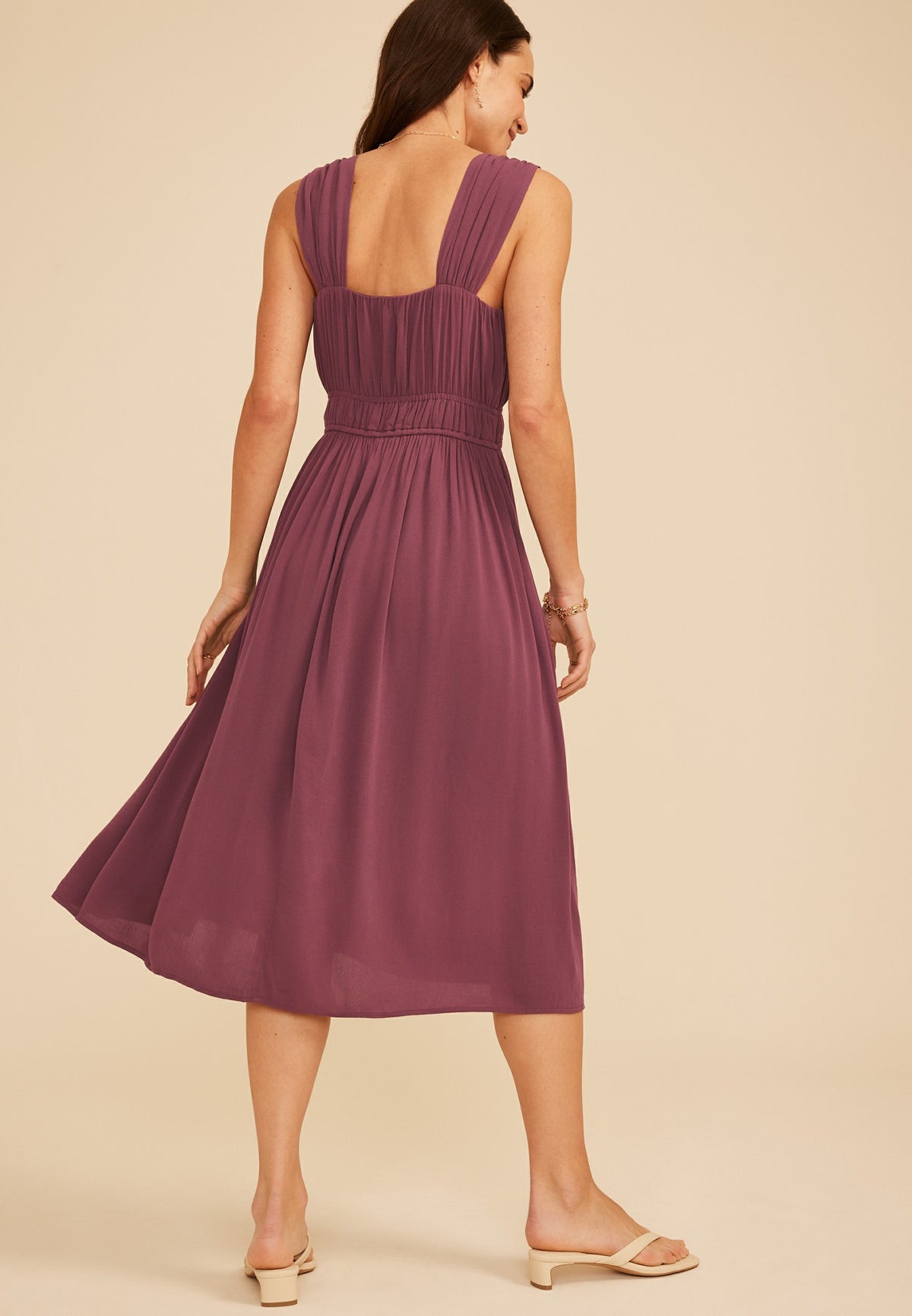 Bare Ruched Empire Waist Midi Dress