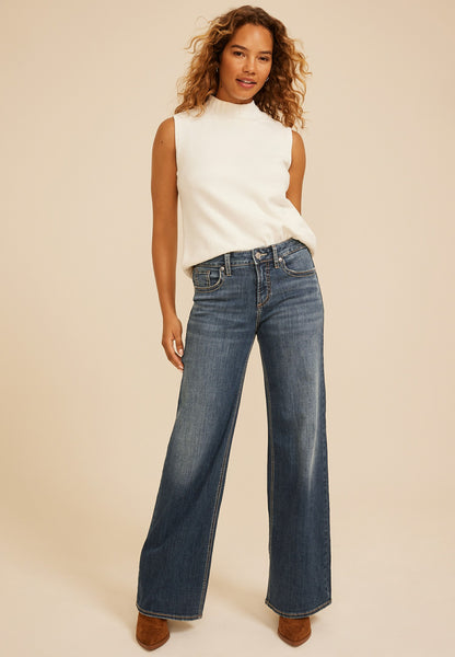Silver Jeans Co.® Suki Curvy Mid Rise Wide Leg Jean