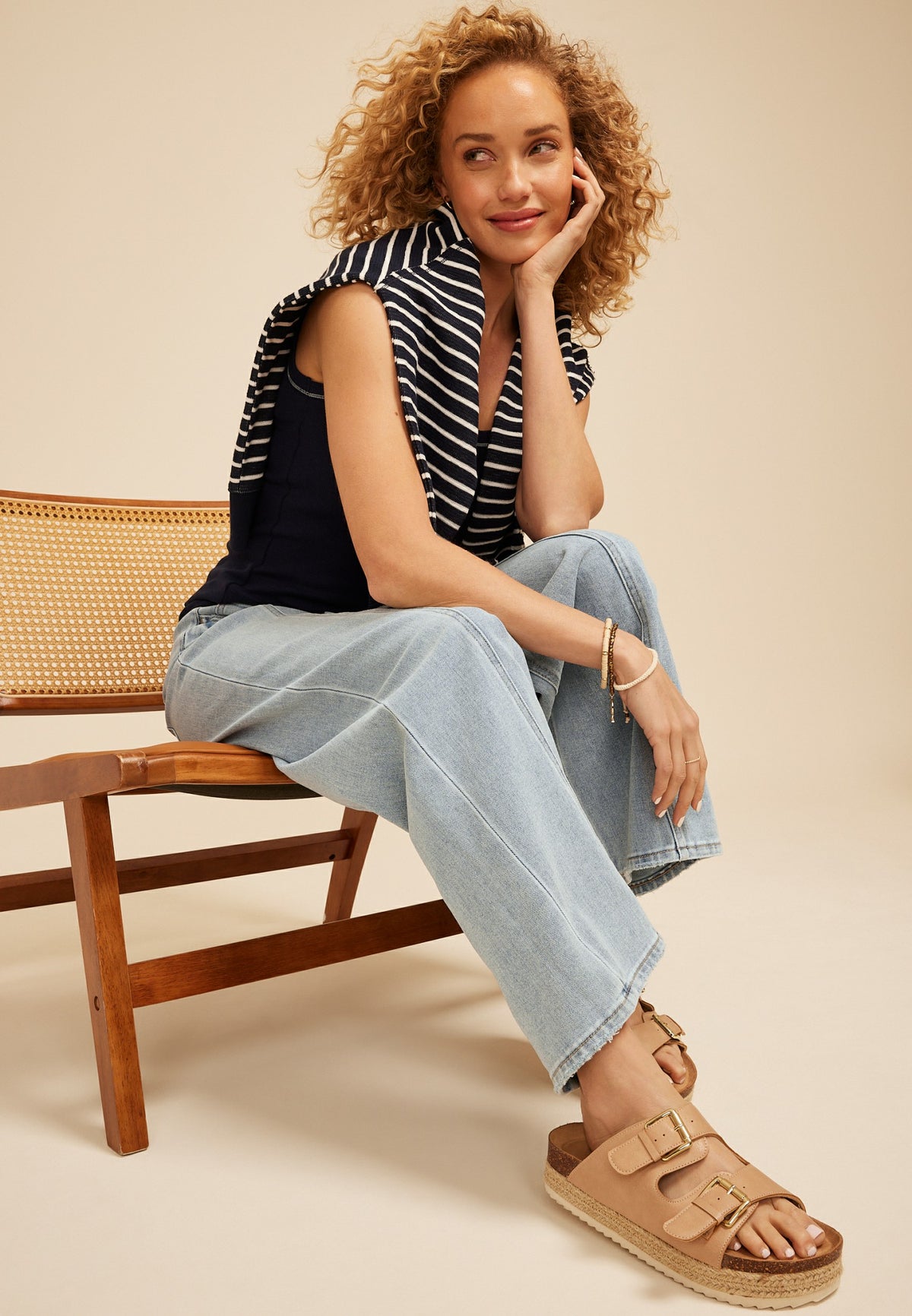 High Rise Tie Waist Seamed Wide Leg Jeans
