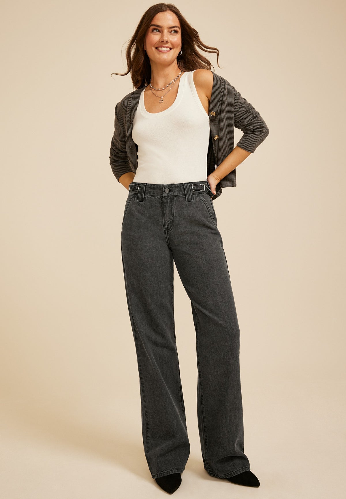 KanCan™ High Rise Black Slim Wide Leg Jean