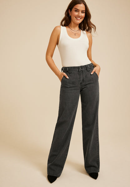 KanCan™ High Rise Black Slim Wide Leg Jean