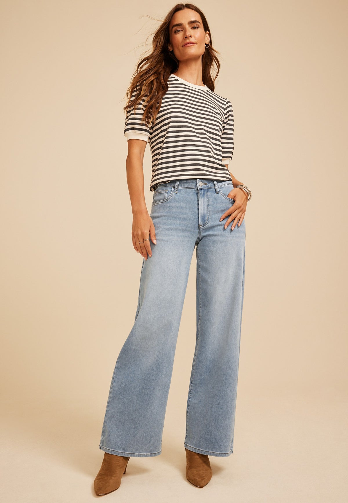 m jeans by maurices™ High Rise Knit Wide Leg Jean