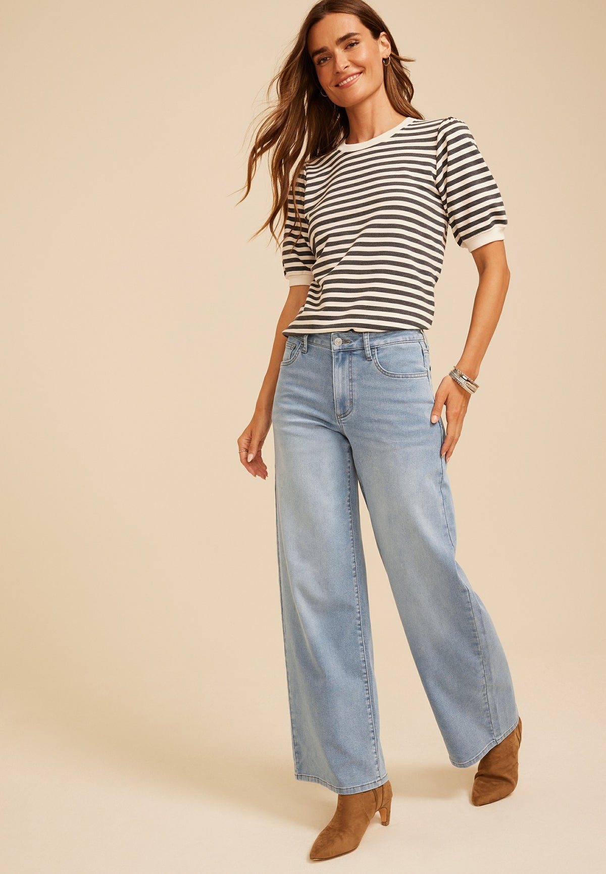 m jeans by maurices™ High Rise Knit Wide Leg Jean