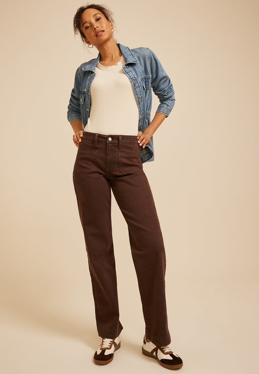 m jeans by maurices™ High Rise Patch Pocket Wide Leg Jean