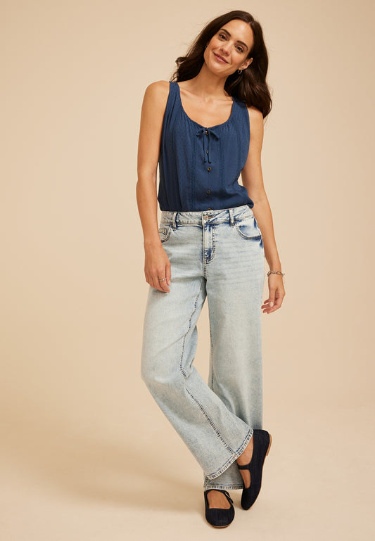 Low Slung Loose And Baggy Wide Leg Jean