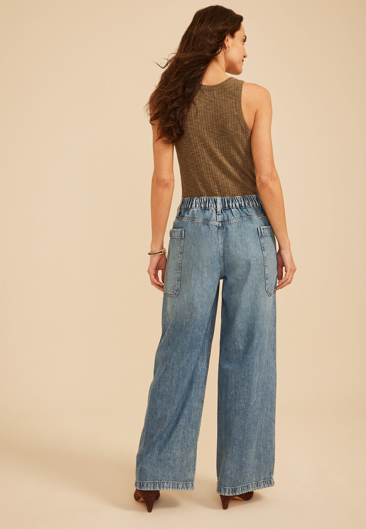 High Rise L Pocket Wide Leg Jean