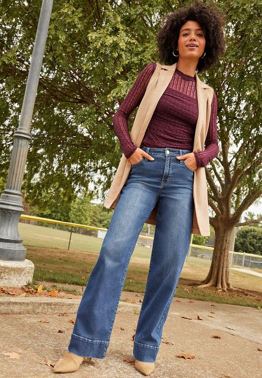 Everflex™ Dark Super High Rise Tall Hem Wide Leg jean