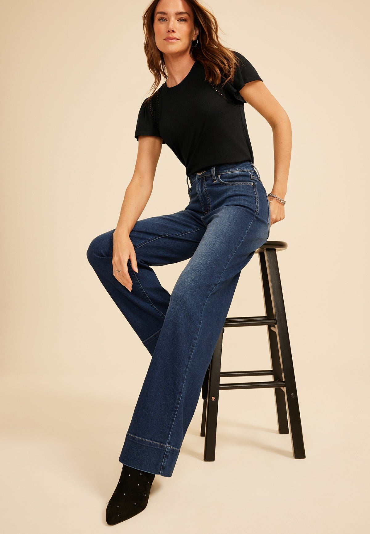 Everflex™ Dark Super High Rise Tall Hem Wide Leg jean