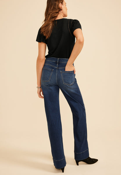 Everflex™ Dark Super High Rise Tall Hem Wide Leg jean