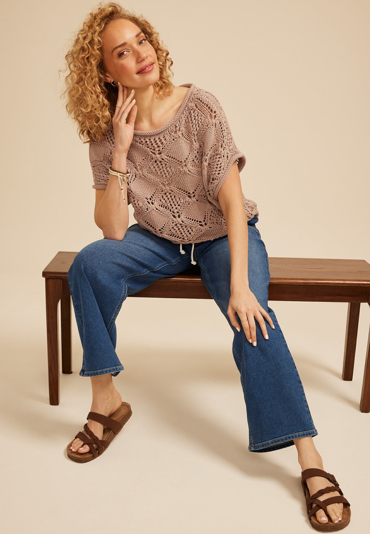 Dark High Rise Pull On Wide Leg Jean