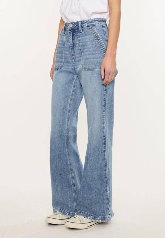 KanCan™ High Rise Porkchop Pocket Wide Leg Flare Jean