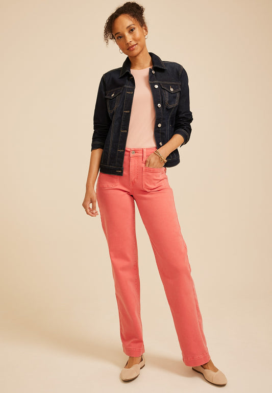 m jeans by maurices™ High Rise Patch Pocket Wide Leg Jean