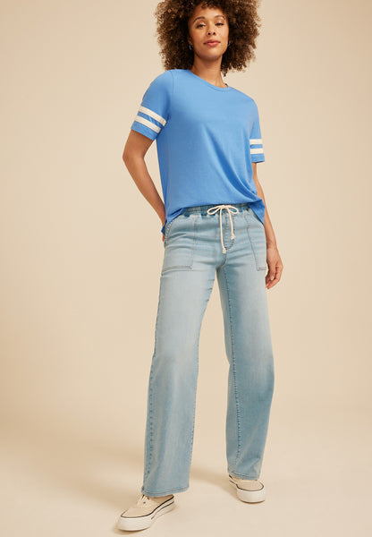 m jeans by maurices™ High Rise Knit Pull On Wide Leg Jean
