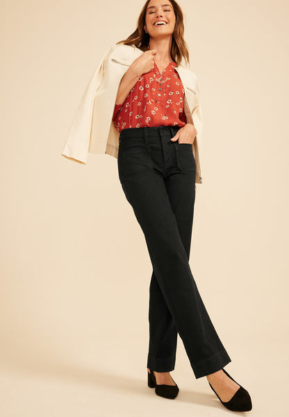 m jeans by maurices™ Black High Rise Patch Pocket Wide Leg Jean