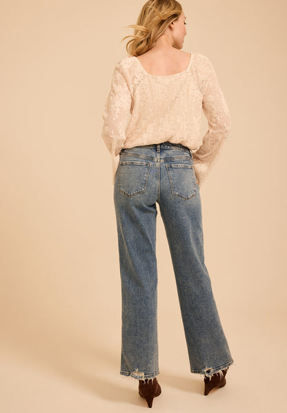 Flying Monkey™ Mid Rise Tinted Slim Wide Leg Jean