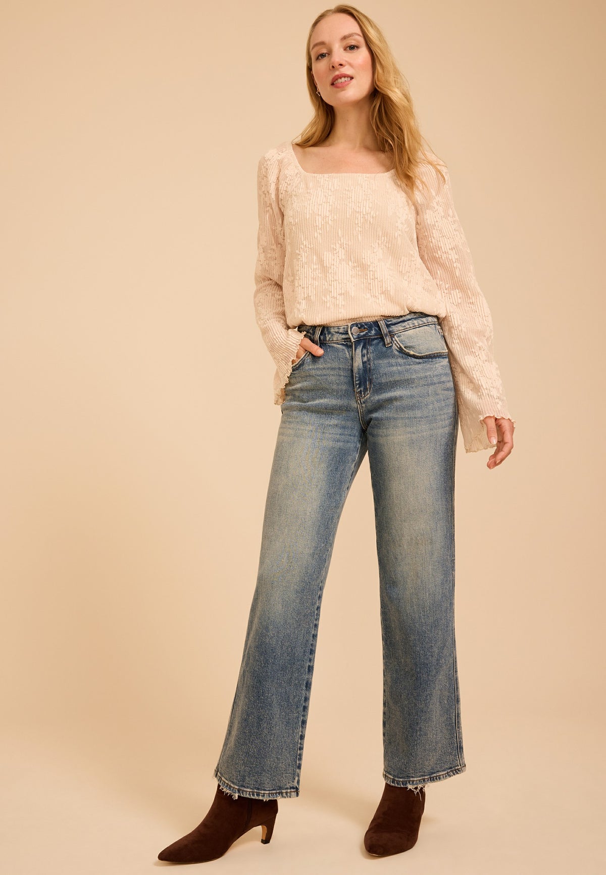 Flying Monkey™ Mid Rise Tinted Slim Wide Leg Jean