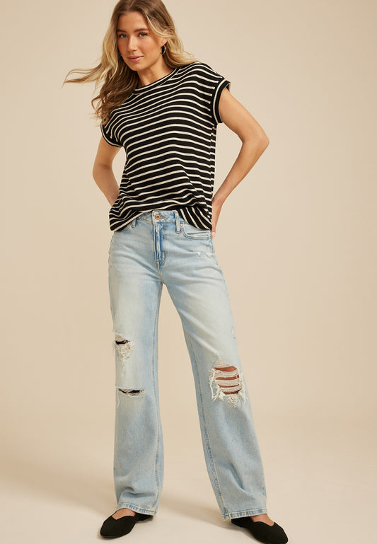 edgely™ High Rise Ripped Wide Leg Jean
