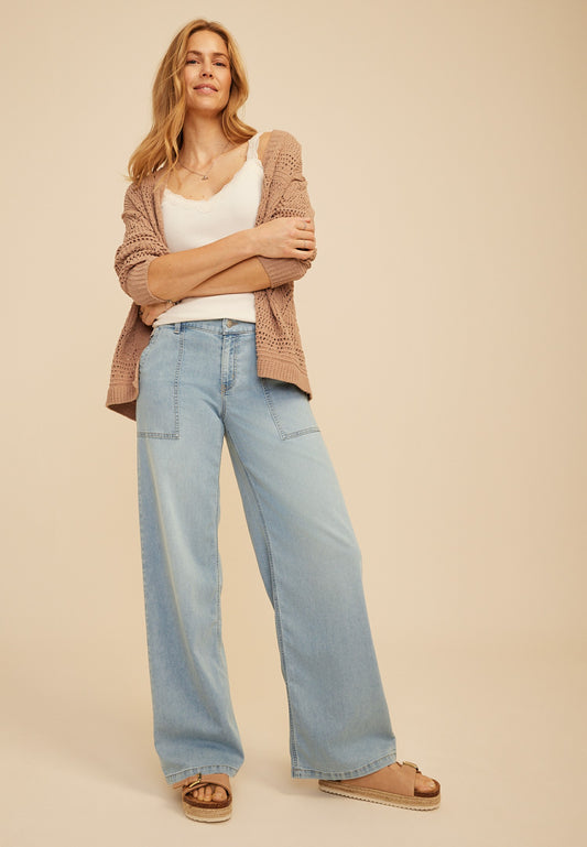 m jeans by maurices™ Soft Mid Rise Patch Pocket Wide Leg Jean