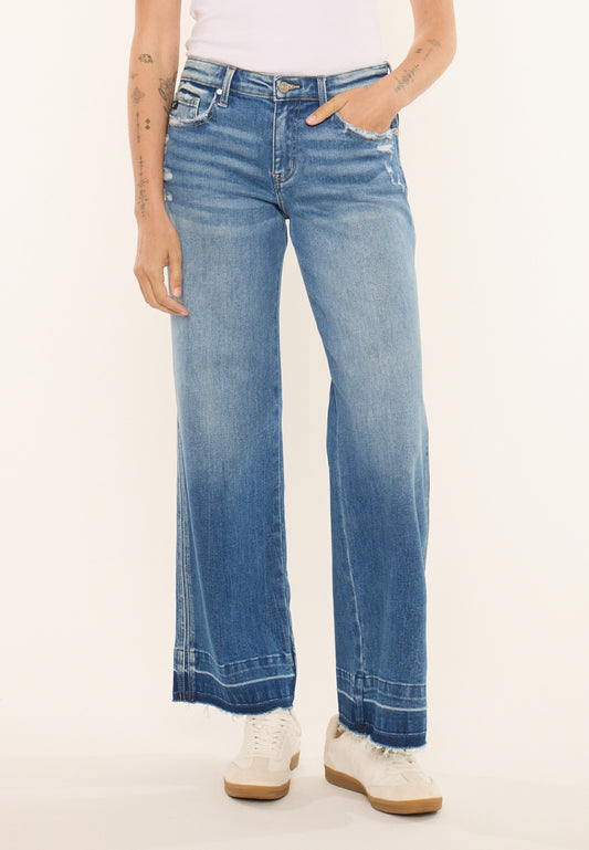 KanCan™ Mid Rise Release Hem Wide Leg Jean