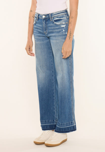 KanCan™ Mid Rise Release Hem Wide Leg Jean