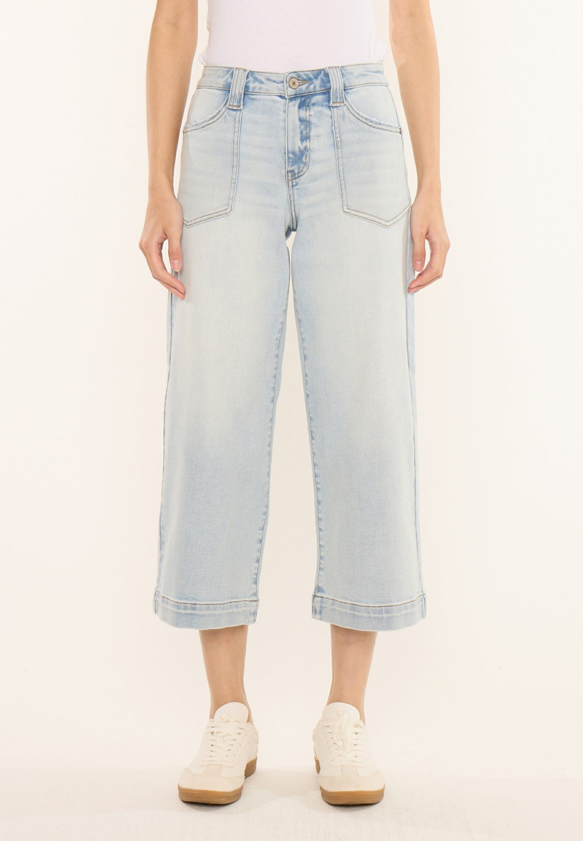 KanCan™ High Rise Patch Pocket Wide Leg Cropped Jean