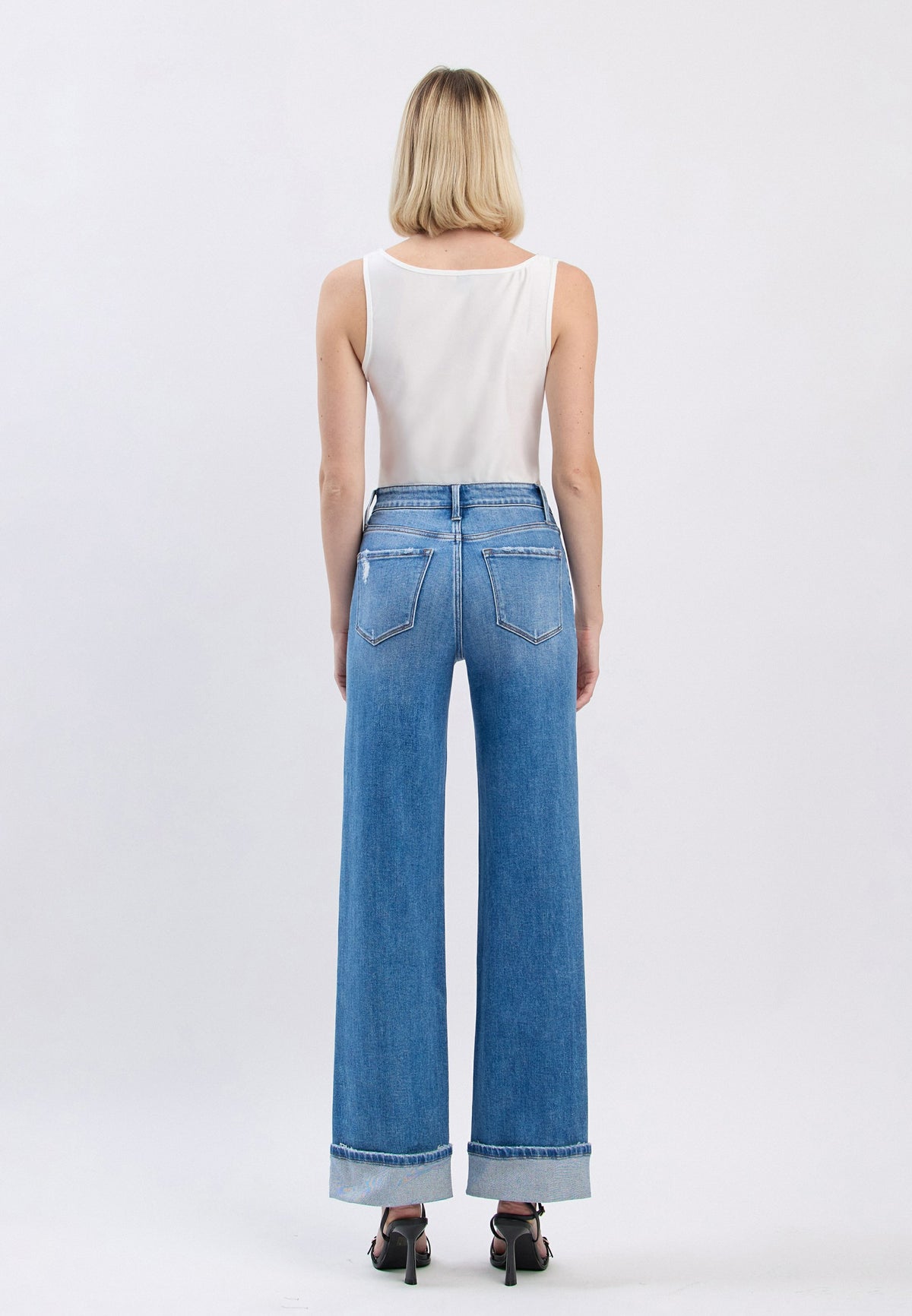 Flying Monkey™ High Rise Cuffed Hem Wide Leg Jean